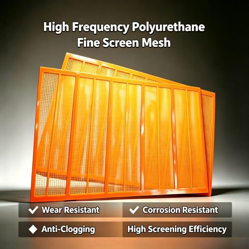 High Frequency Polyurethane Fine Screen Mesh, wear resistant, anti-clog mine vibrating sieve panel for sand & coal dewatering